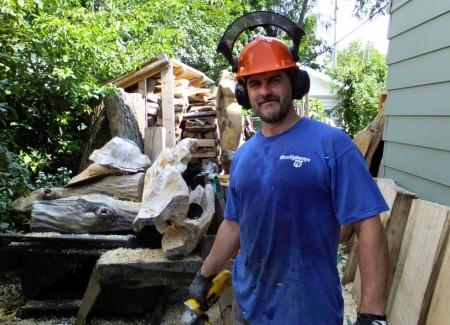 Aaron Laux, building the Serpentine Bench